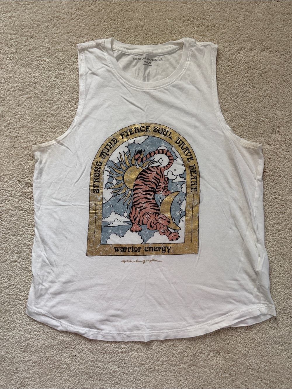 Spiritual Gangster White Muscle Tank with Tiger Graphic